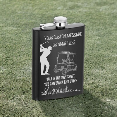 Urbalabs Personalized Funny Golf Flask Golf Accessories For Men Golf Only Sport You Can Drive Drunk Wedding Favors Laser Engraved 8 oz Steel - image5